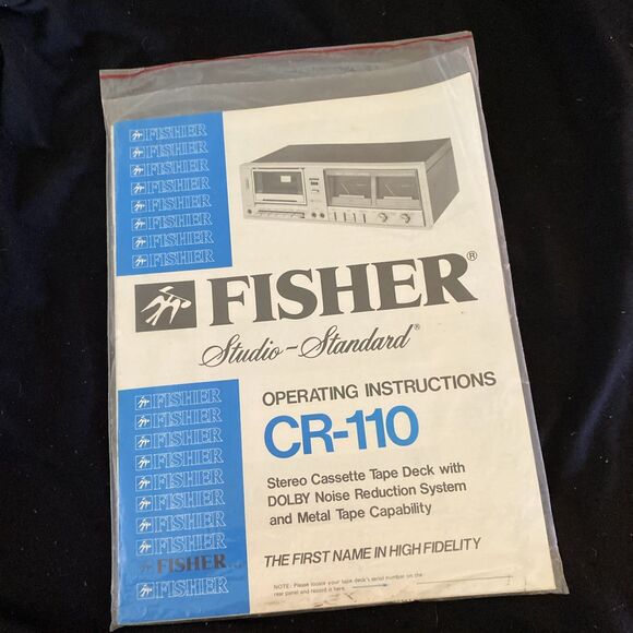Fisher CR-110 Stereo Cassette Tape Deck Original Owner's Manual - Picture 1 of 2